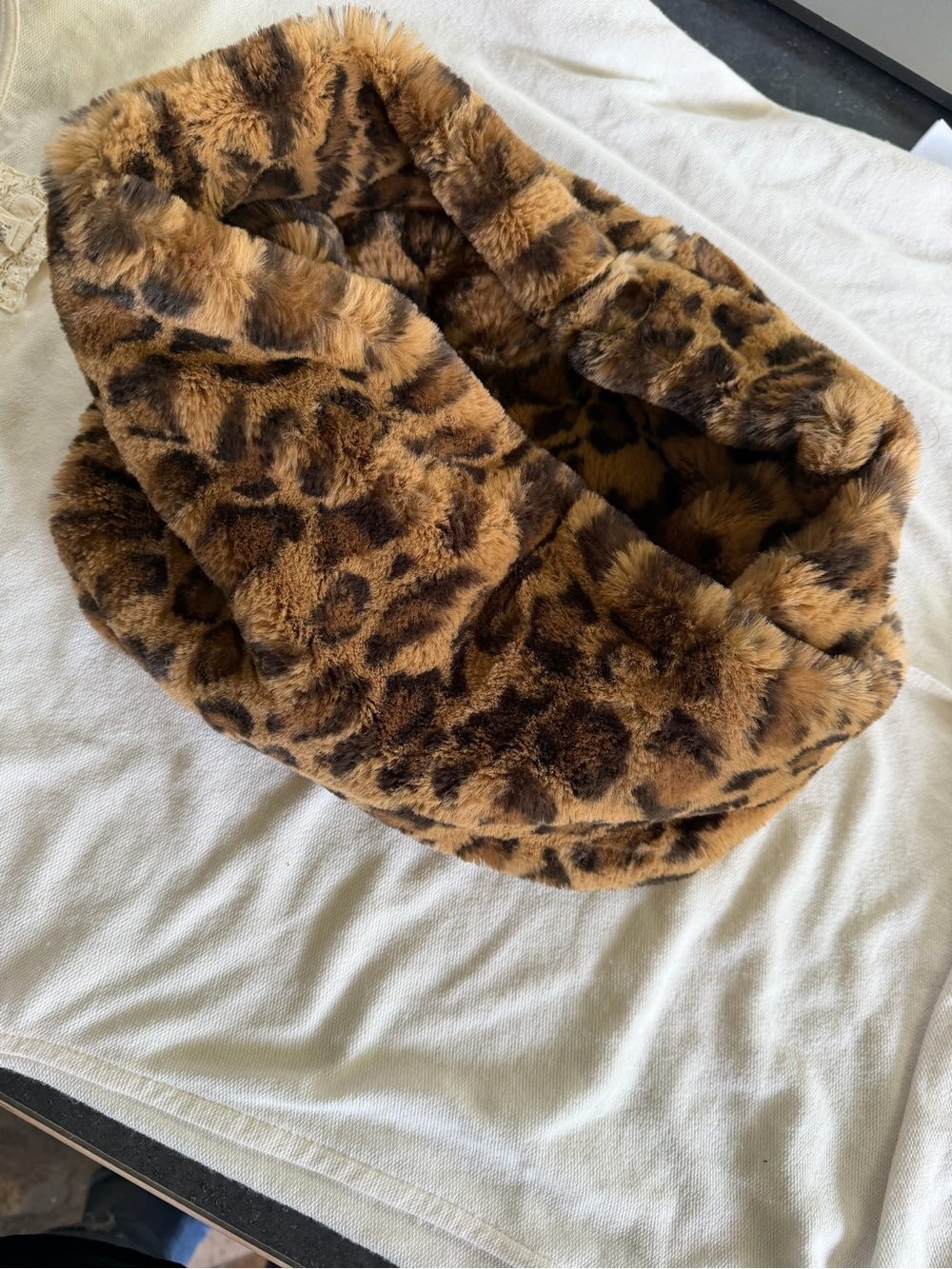 Altar'd State Leopard Print Faux Fur Infinity Scarf - Tan & Black